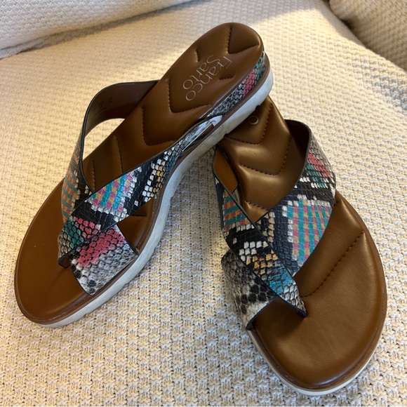 FRANCO SARTO Deja Colorful Snake Print Slip-on Flip Flop Sandals Size 8 - Picture 2 of 8